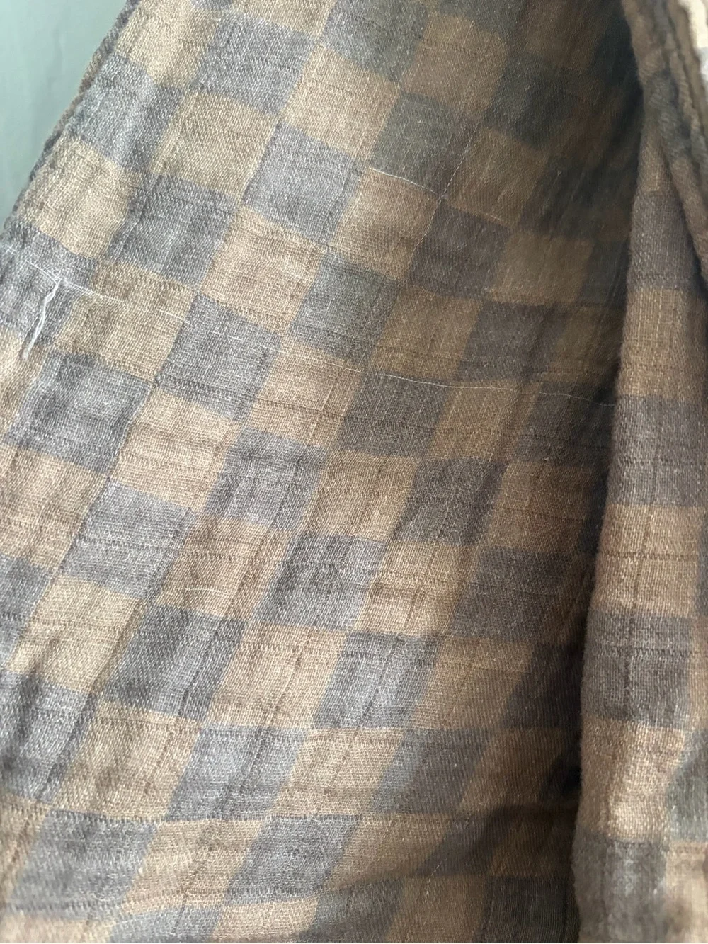 Faded Brown Check Muslin Quilt - Soft Baby Bedding